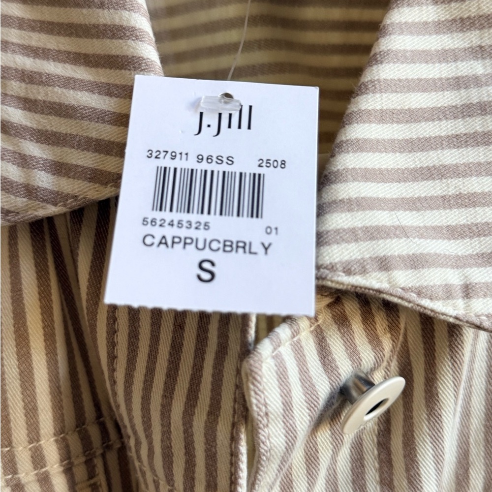 Jjill NWT Cappucbrly lightweight jacket. Size S metal buttons. Pockets. Striped - Picture 5 of 10
